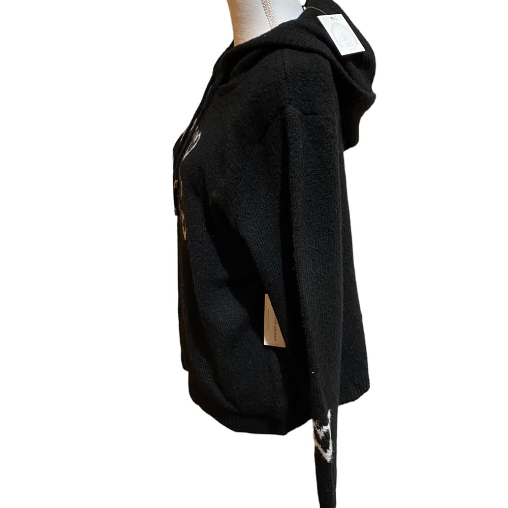 Cupcakes & Cashmere large black sweater with hoodie & 9 white ❤️on front ( NWT) - Picture 8 of 13